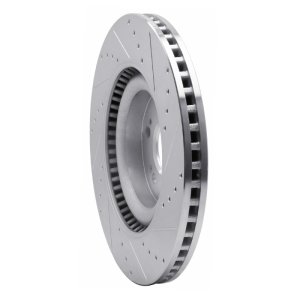 Genesis G80 Brake Rotor (1) - Front Left - R1 Concepts - Drilled & Slotted - Silver - `18-`20